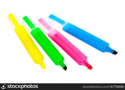 Beautiful color felt-tip pens on a white background