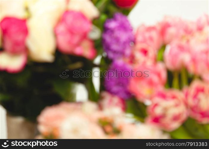Beautiful colorful background of red,white and pink blurred flowers
