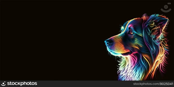 Beautiful colorful cute dog with copy space