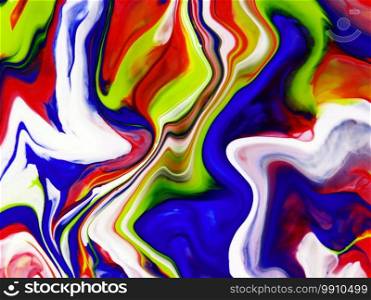 Beautiful Colorful Mixed Abstract Fluid Painting. Acrylic Vibrant Colors Paint Trendy Wallpaper for Technology. Wave Flow Swirl Fluid Marble Art Texture. Home Decoration Contemporary art Background