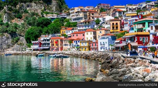 beautiful colorful town Parga, popular tourist resort in Epirus, Greece