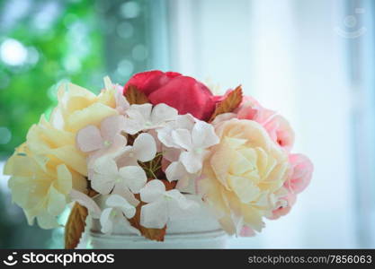 beautiful colors of plastic flowers