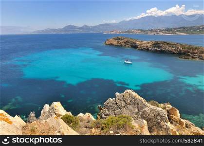 beautiful Corsica - France -coastline with turquoise sea
