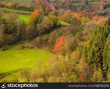 Beautiful country autumnal landscape in the mountains. autumnal landscape