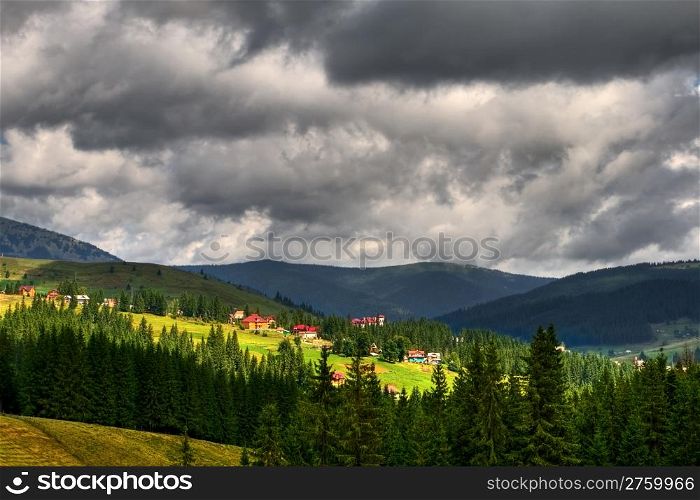 beautiful countryside panorama of Karpaty mountain, Ukraine