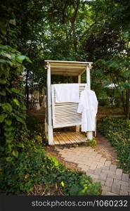 Beautiful cozy courtyard, a place for a shower. Vacation, summer, sea. Beautiful cozy courtyard, a place for a shower. Vacation, summer, sea.