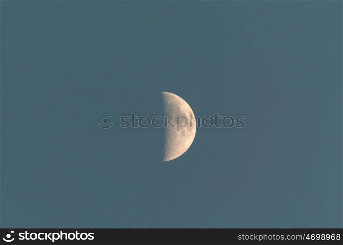 Beautiful crescent moon in a blue sky