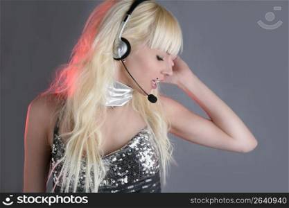 beautiful dancer fashion sequins headset woman