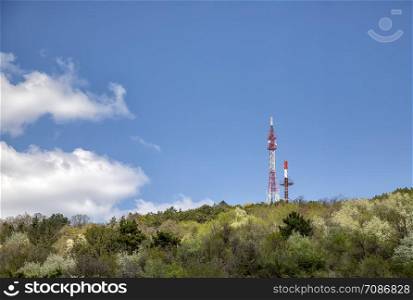 Beautiful day view at TV tower on the top of the mountain. Varna, Bulgaria
