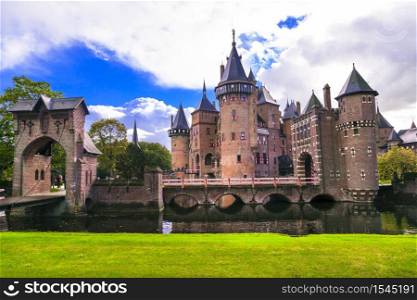 Beautiful De Haar medieval catsle, biggest in Holland. situated near Utrecht town. Landmarks of Holland. Castle de Haar