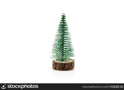 Beautiful decoration Christmas tree isolated on white background, artificial pine in holiday for decorate, season festival in December concept.