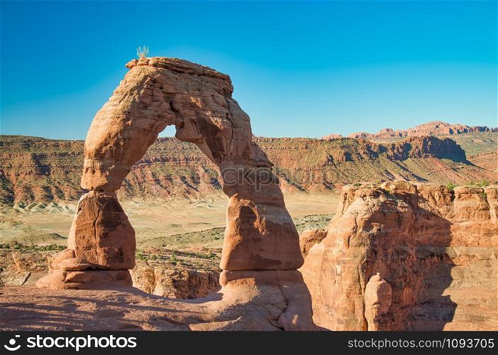 Beautiful Delicate Arch rock formation in Arches National Park, Utah.