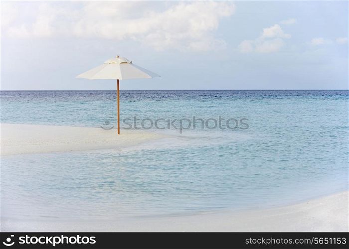 Beautiful Deserted Beach With Parasol