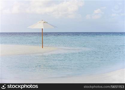 Beautiful Deserted Beach With Parasol