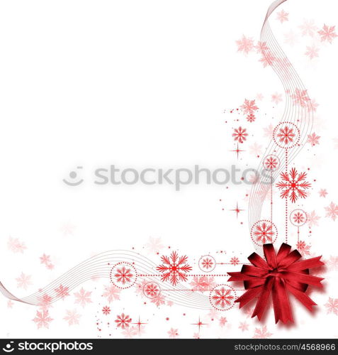 Beautiful design of white background red ribbon and red bow.