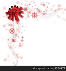 Beautiful design of white background red ribbon and red bow.