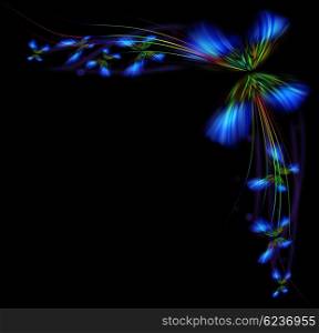 Beautiful digital butterfly, designed logo isolated on black background