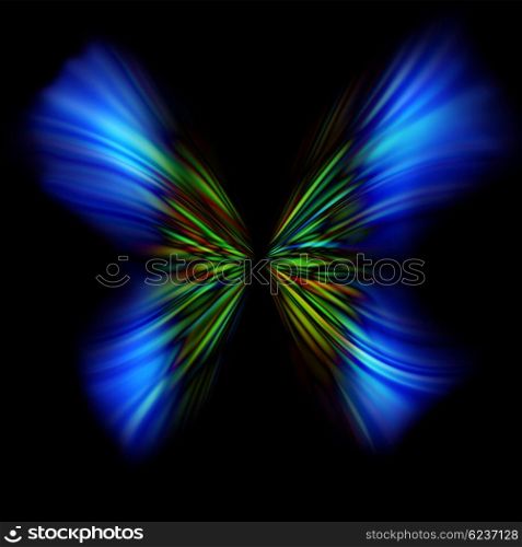 Beautiful digital butterfly, designed logo isolated on black background