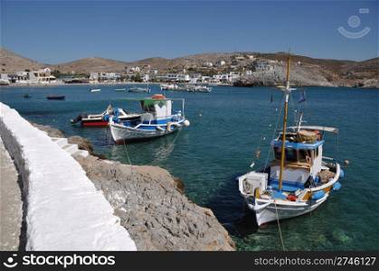 beautiful docks and bay of Pserimos island, Greece