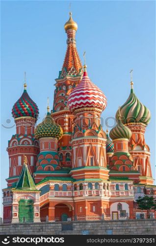 beautiful dome of St. Basil&rsquo;s Cathedral on Red Square in Moscow
