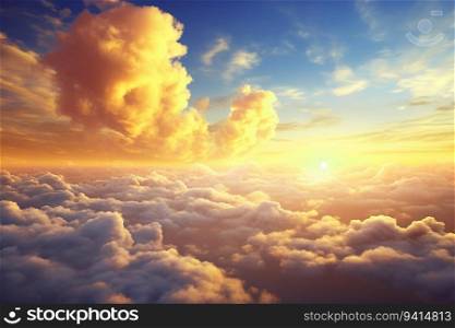 Beautiful Dramatic Cloudscape with Nature Outdoor Concept and Golden Clouds Sky at Sunset
