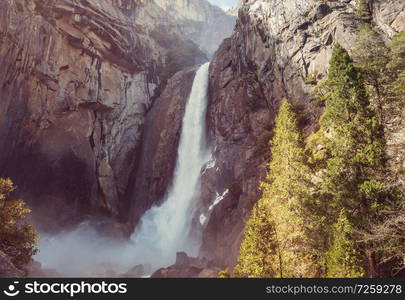 Beautiful early spring landscapes in Yosemite National Park, Yosemite, USA