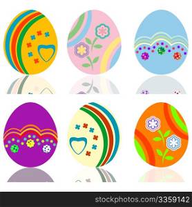 Beautiful Easter eggs collection over white background