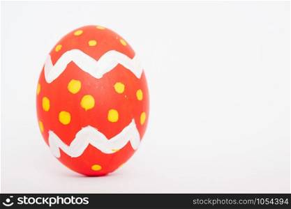 Beautiful Easter Red egg color isolate on white background, Easter day concept