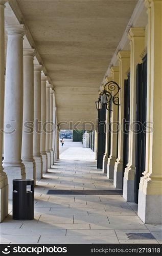 beautiful empty colonnade at Schoenbrunn in Vienna