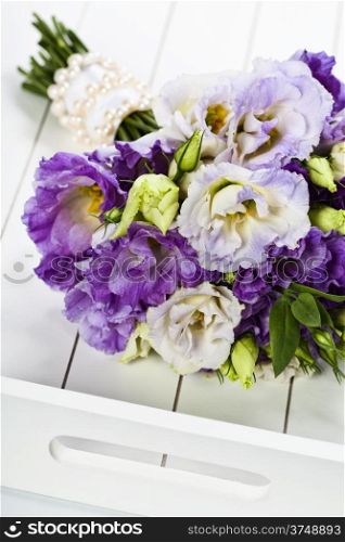 Beautiful eustoma flowers bouquet (wedding or romantic date concept )