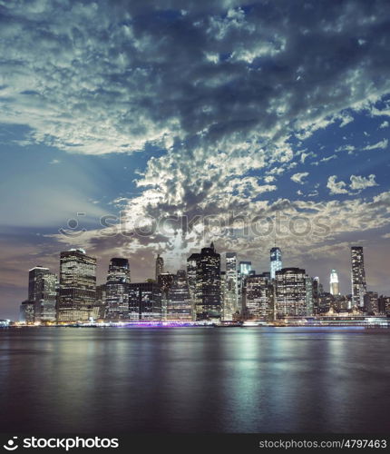 Beautiful evening New York City Manhattan view