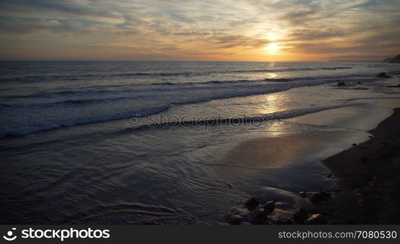 Beautiful evening sky at Mesa Beach