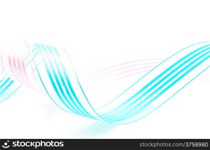 Beautiful fabric blue and pink ribbon, isolated on a white background