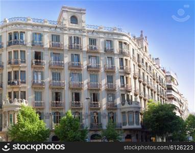 Beautiful facade of the old house. Spain. Barcelona.