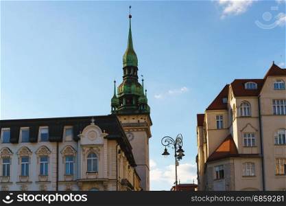 Beautiful facades of the historical buildings in Brno.