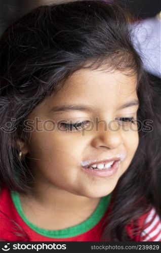 Beautiful face of girl in Christmas
