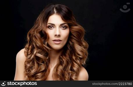 Beautiful Face of Young Woman with Clean Fresh Skin Beauty Portrait. Perfect Fresh Skin. Pure Beauty Model. Youth and Skin Care Concept. Beautiful Woman with Clean Fresh Skin on dark background