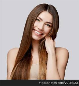 Beautiful Face of Young Woman with Clean Fresh Skin close up. Beauty Portrait. Beautiful Spa Woman Smiling. Perfect Fresh Skin. Pure Beauty Model. Youth and Skin Care Concept. Beautiful Woman with Clean Fresh Skin 