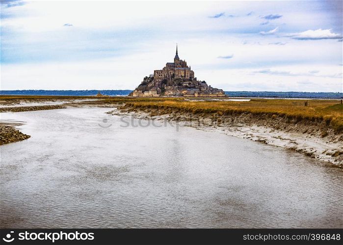 beautiful famous castle Mont-Saint-Michel, Normandy, France