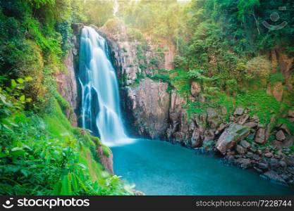 Beautiful fantastic deep forest waterfall at Haew narok waterfall, khao yai national park, Thailand