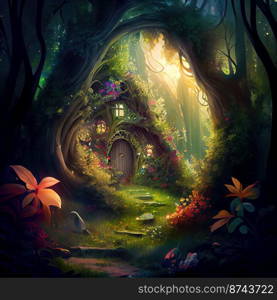 Beautiful Fantasy Garden Background Illustration