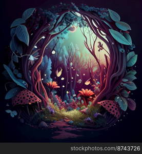 Beautiful Fantasy Garden Background Illustration