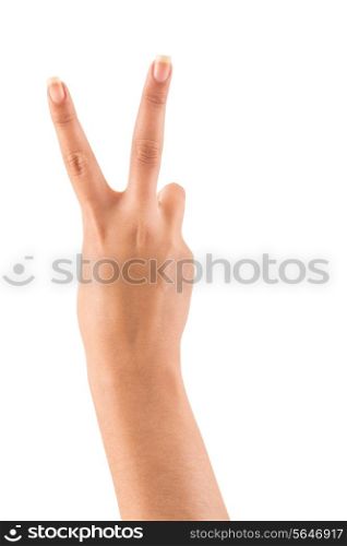 Beautiful female hand with peace or victory sign