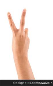Beautiful female hand with peace or victory sign