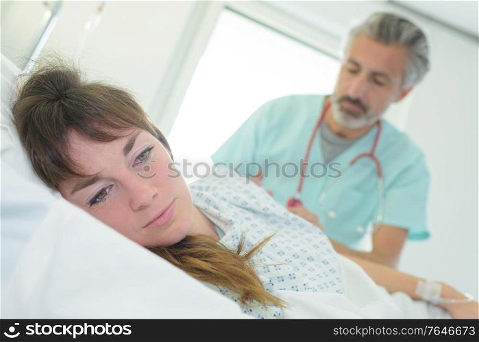 beautiful female patient in a hospital room