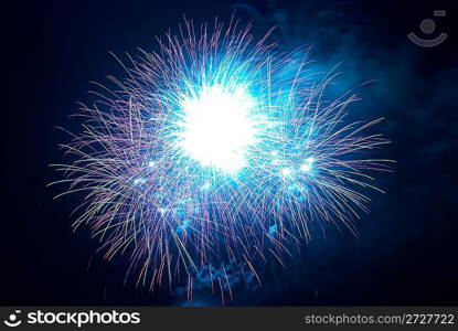 Beautiful fireworks on the black sky background