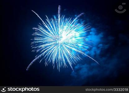 Beautiful fireworks on the black sky background