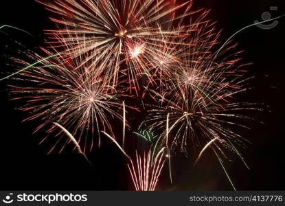 Beautiful fireworks on the black sky background