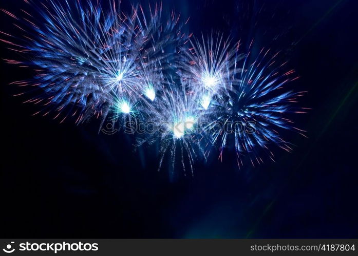 Beautiful fireworks on the black sky background