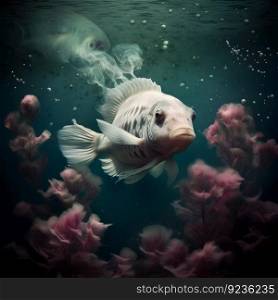 Beautiful fish underwater. Illustration Generative AI
